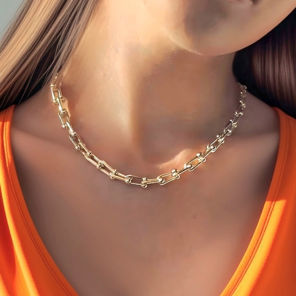 🆕️18K Gold Plated Stainless Steel Paperclip Chain Necklace - Modern & Chic ✨ - Picture 6 of 10